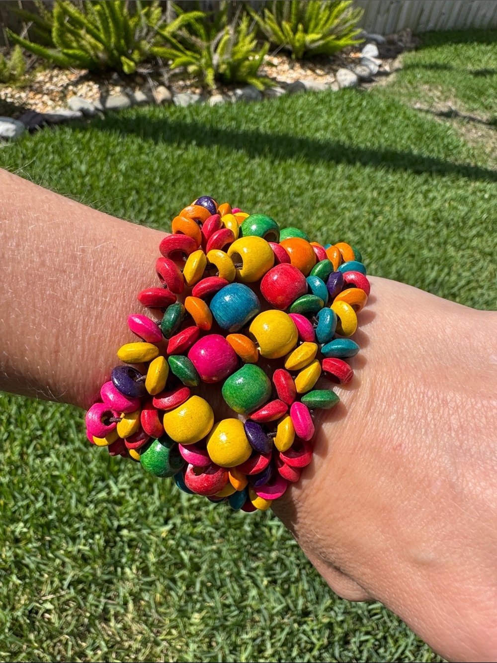 Boho Natural Wooden Beads Woven Bracelet Festival - Picture 3 of 3